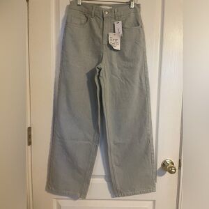 NWT Topshop Light Blue Gray Wide Leg Denim Jeans Pants 25 Basic Casual‎ Relaxed